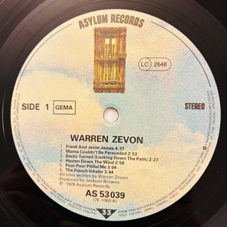 Warren Zevon ‎– Warren Zevon LP mit Beiblatt (NM) - schallplattenparadis