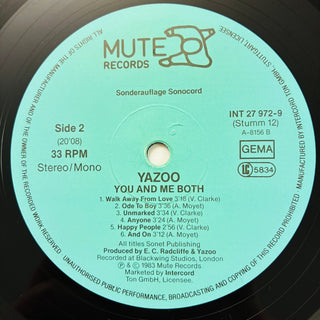Yazoo ‎– You And Me Both LP mit (VG+) - schallplattenparadis