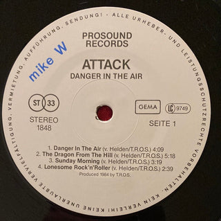 Attack  ‎– Danger In The Air LP (VG) - schallplattenparadis