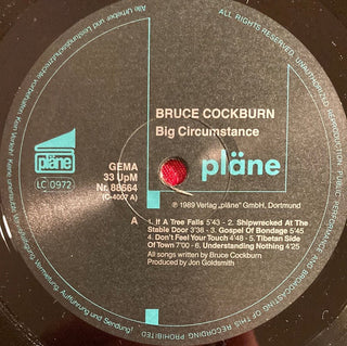 Bruce Cockburn ‎– Big Circumstance LP mit OIS (VG) - schallplattenparadis