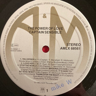 Captain Sensible ‎– The Power Of Love LP mit OIS (VG+) - schallplattenparadis