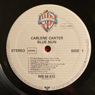 Carlene Carter ‎– Blue Nun LP (NM) - schallplattenparadis