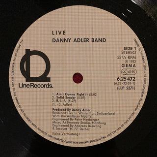 Danny Adler Band - Live! LP mit OIS (VG) - schallplattenparadis