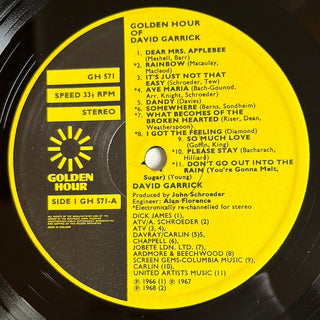 David Garrick ‎– Golden Hour Of David Garrick LP (VG+) - schallplattenparadis