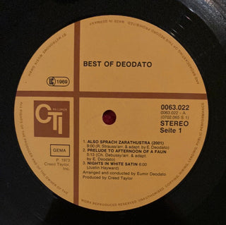 Deodato - The Best of Deodato LP (VG) - schallplattenparadis