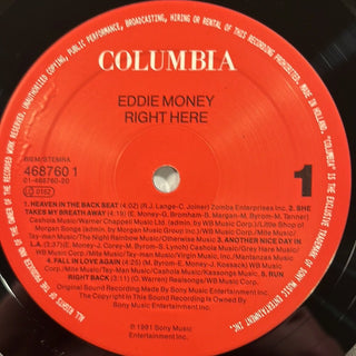 Eddie Money ‎– Right Here LP (NM) - schallplattenparadis