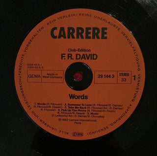 F-R David „Words“ LP (VG) - schallplattenparadis