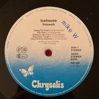 Icehouse ‎– Sidewalk LP mit OIS (VG) - schallplattenparadis