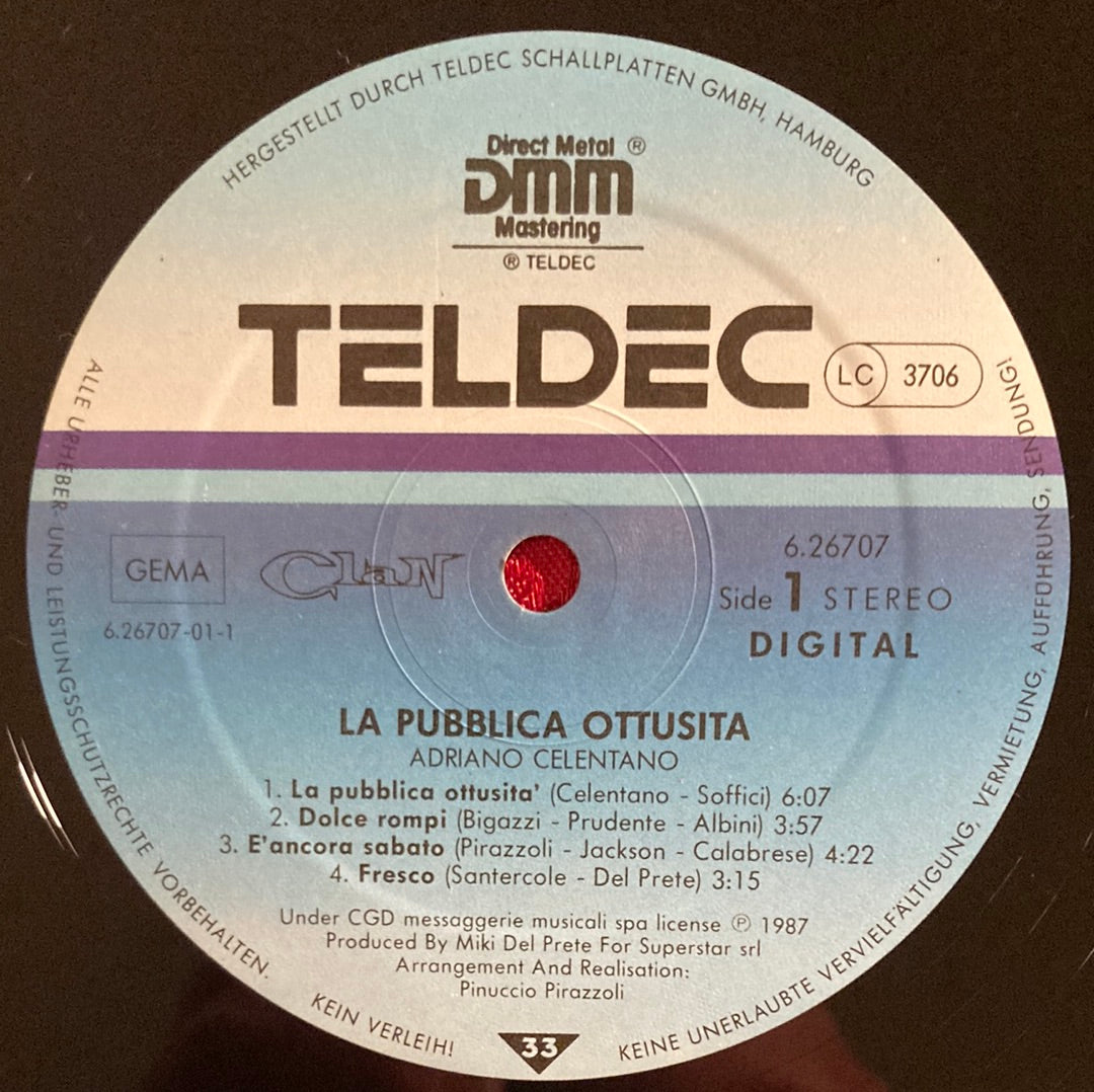 Adriano Celentano ‎– La Pubblica Ottusità LP mit OIS (VG+)
