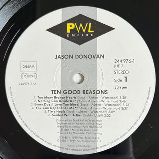 Jason Donovan ‎– Ten Good Reasons LP mit OIS (VG+) - schallplattenparadis