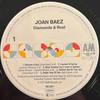 Joan Baez ‎– Diamonds & Rust LP (NM) - schallplattenparadis