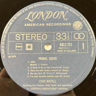 John Mayall ‎– Primal Solos LP (VG+) - schallplattenparadis