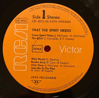 José Feliciano ‎– That The Spirit Needs LP (NM) - schallplattenparadis