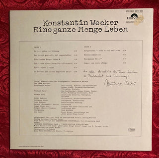 Konstantin Wecker - Eine ganze Menge Leben LP mit OIS (VG) - schallplattenparadis