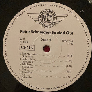 Peter Schneider  ‎– Souled Out LP mit OIS (VG+) - schallplattenparadis