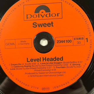 Sweet ‎– Level Headed LP mit Beiblatt (NM) - schallplattenparadis